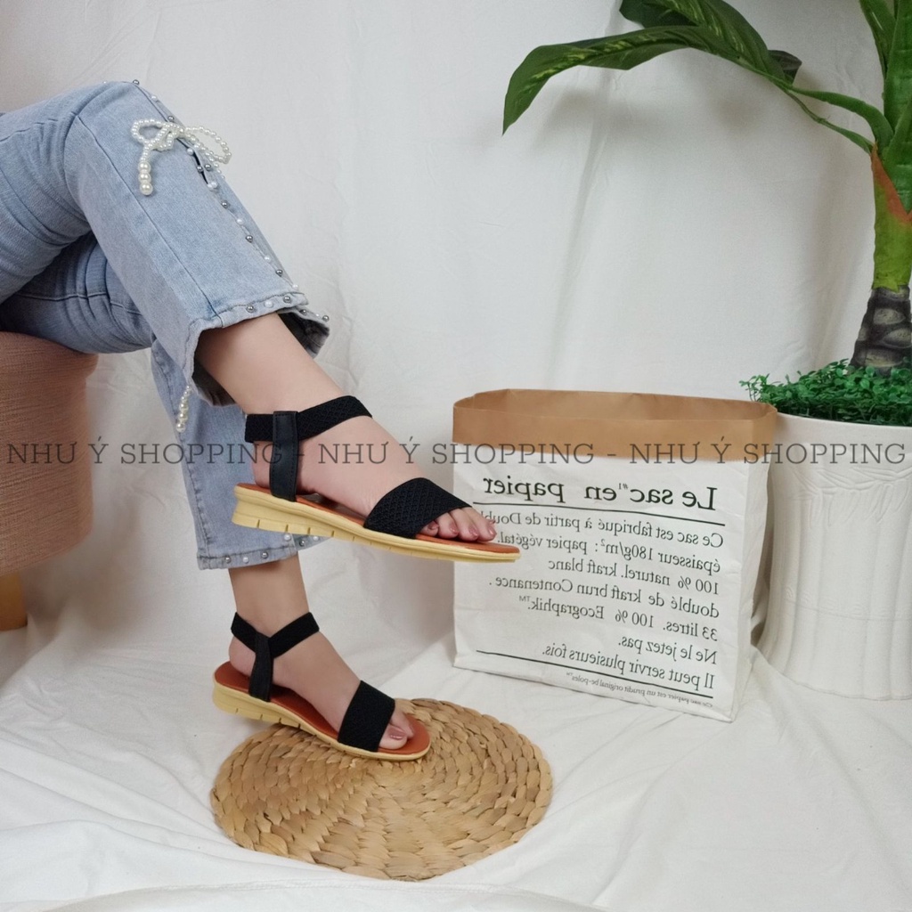 Giày sandal nữ đi học quai hậu bo chun quai ngang đế 2cm hình chụp thật-tb ngang to-latys