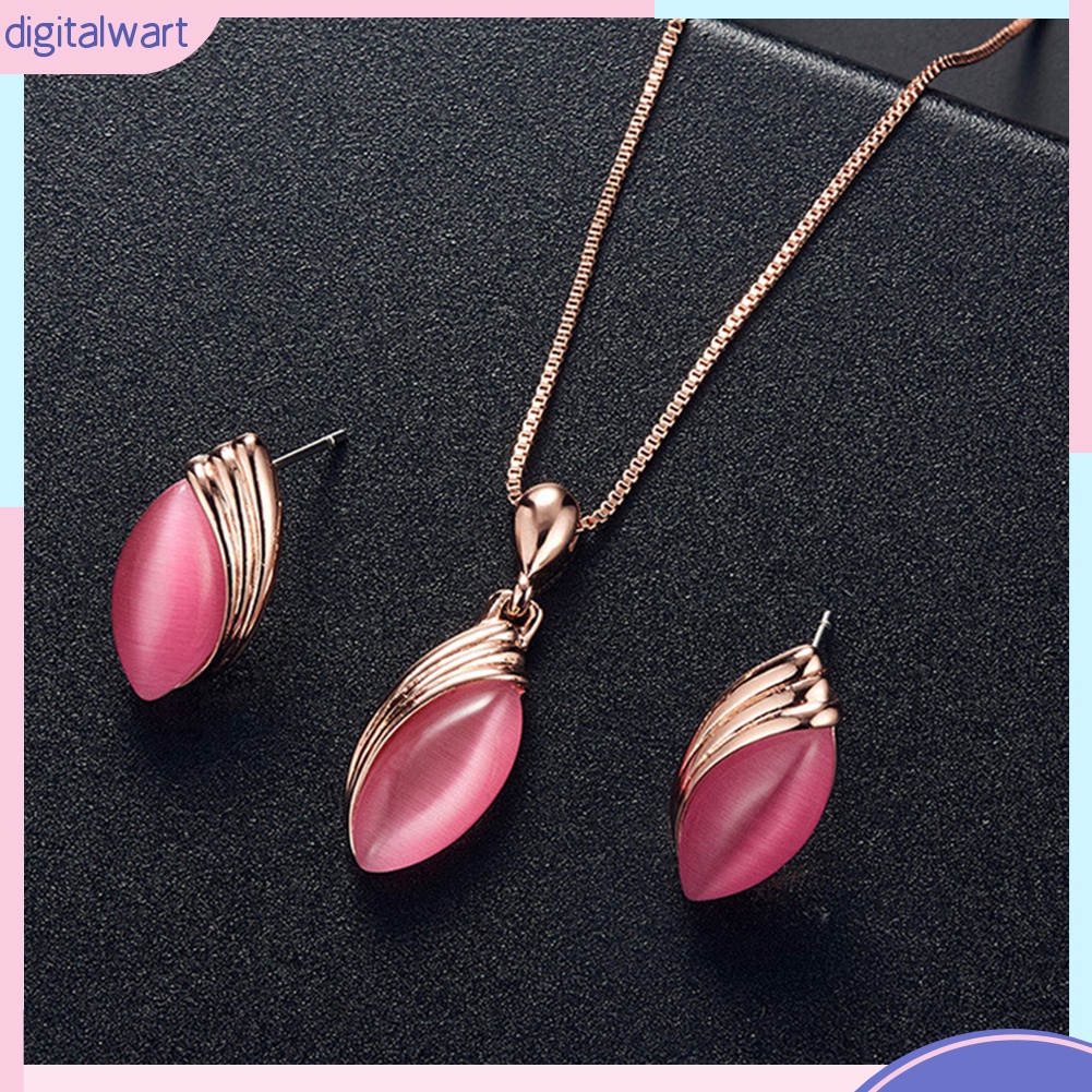 Bộ Dây Chuyền + Bông Tai Đính Đá Thời Trang Sang Trọng Cho Nữ