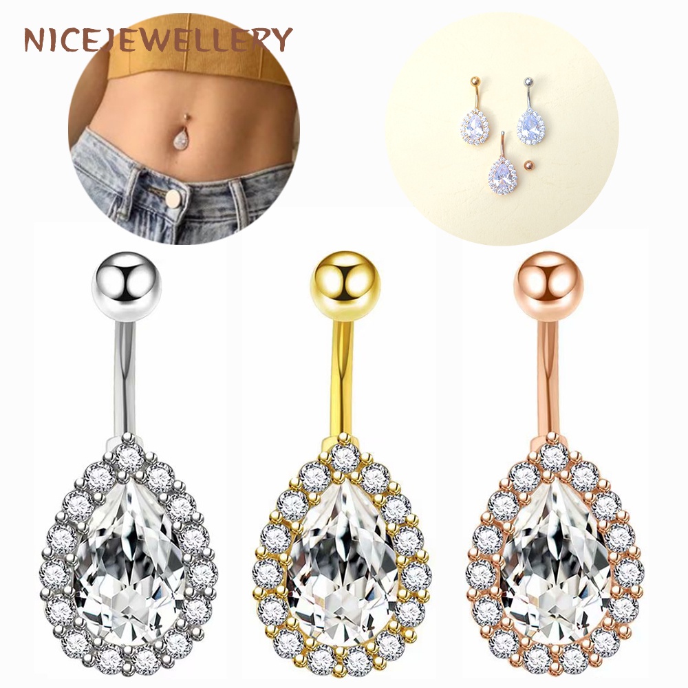 Khuyên RốN ĐíNh Đá BằNg ThéP Không Gỉ 14G