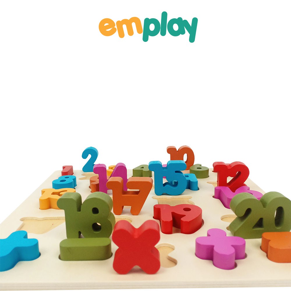 Bảng chữ cái bằng gỗ Emplay đồ chơi gỗ cho bé, đồ chơi học chữ cho bé, chất liệu gỗ ép sợi an toàn, màu sắc phong phú