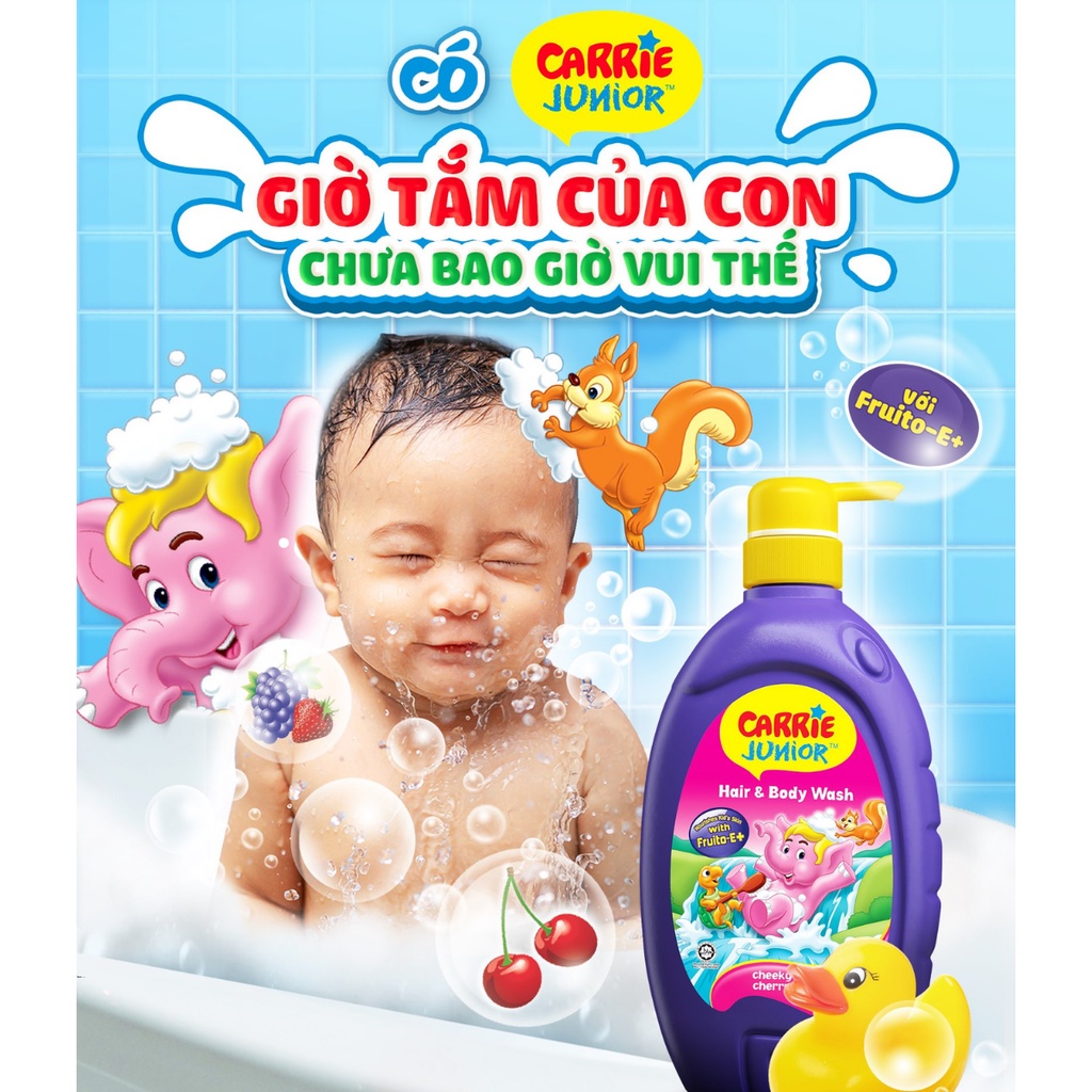 Combo 2 Sữa Tắm Gội cho bé Carrie Junior Hương Cherry (700g/chai)