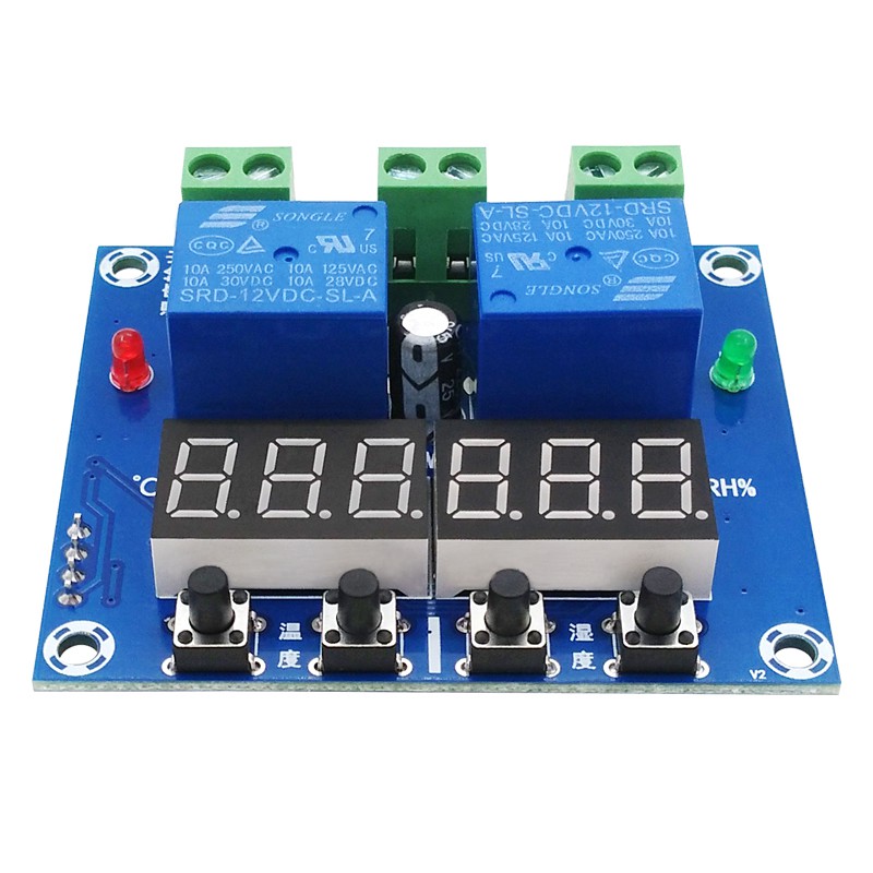 [Mã ELHA22 giảm 5% đơn 300K] Denshitaro Mạch cảm biến nhiệt độ và độ ẩm XH-M452 Relay 12VDC LED có kèm cảm biến D00-167