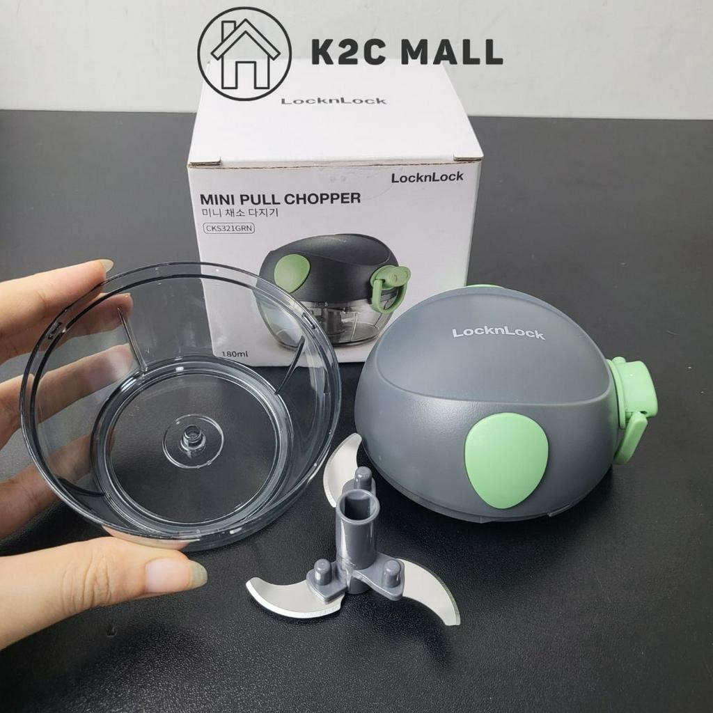 Xay Tỏi Ớt Cầm Tay LocknLock 180ml lưỡi dao sắc bén, chất liệu an toàn sức khoẻ CKS321GRN - K2CMALL