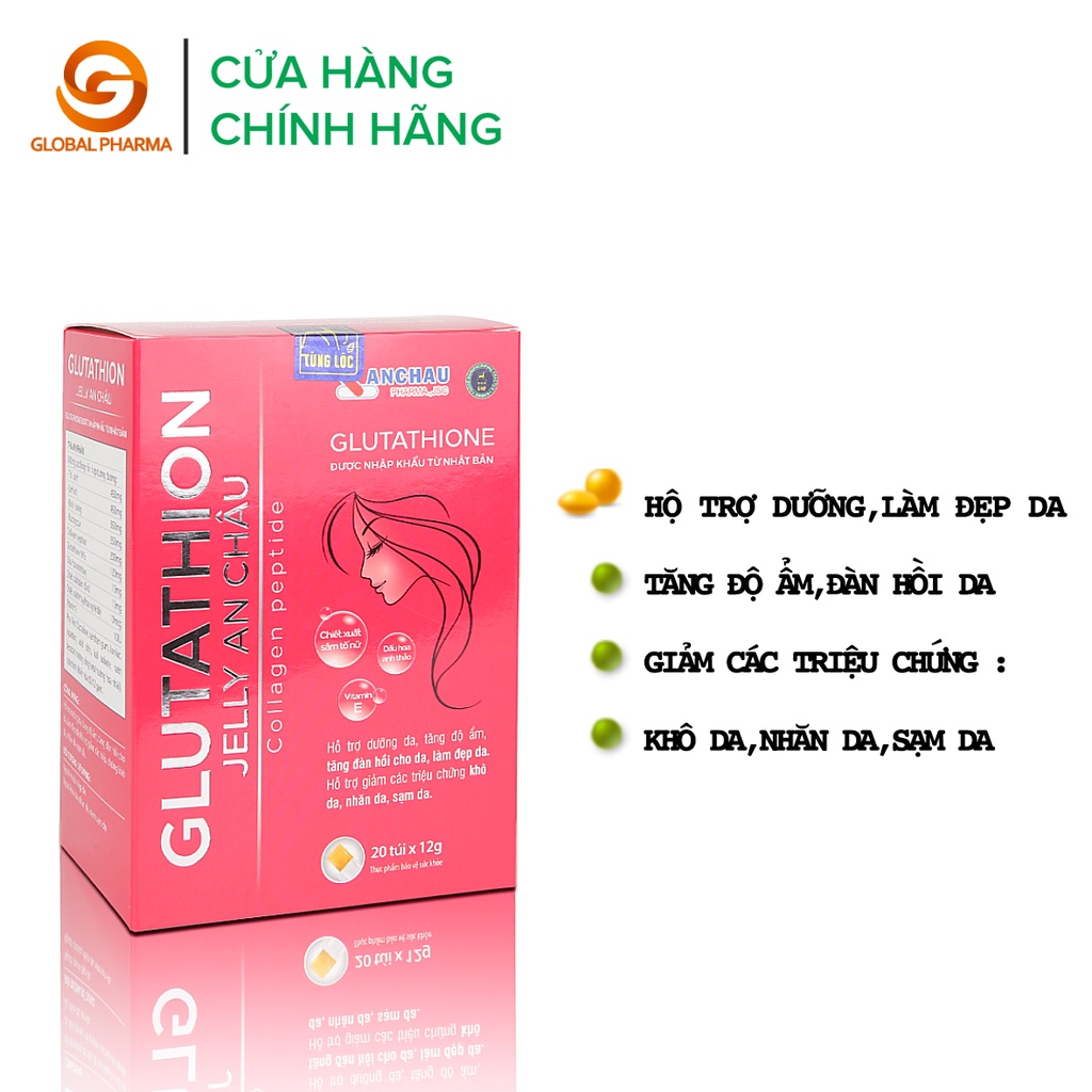 THẠCH COLLAGEN GLUTATHION JELLY AN CHÂU - Hỗ trợ dưỡng da, tăng độ ẩm, tăng đàn hồi cho da, làm đẹp da - Hộp 20 túi