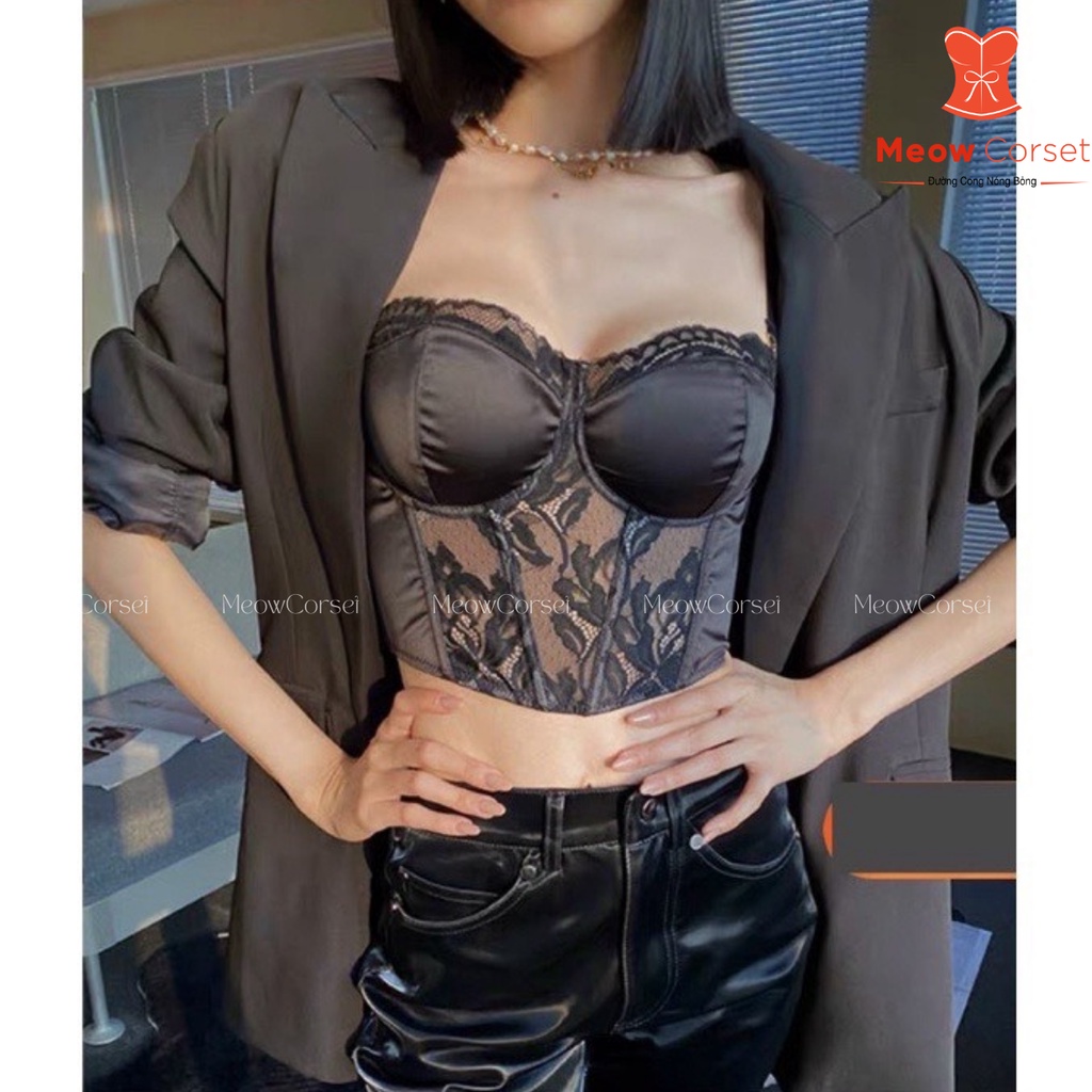 Áo bra bralette corset ren lụa có gọng sexy sang chảnh nhiều nấc cài điều chỉnh size [MEOW Corset]