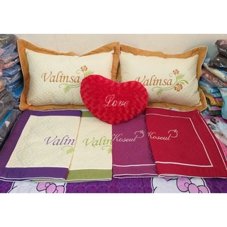 Vo đôi vỏ gối satin poly trần bông thêu kt 45*65cm