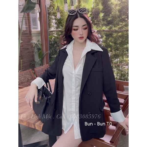 Set vest+sơ mi trắng