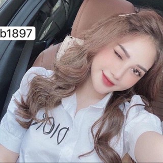 Áo sơ mi nữ cộc tay in chữ D hottrend 2020