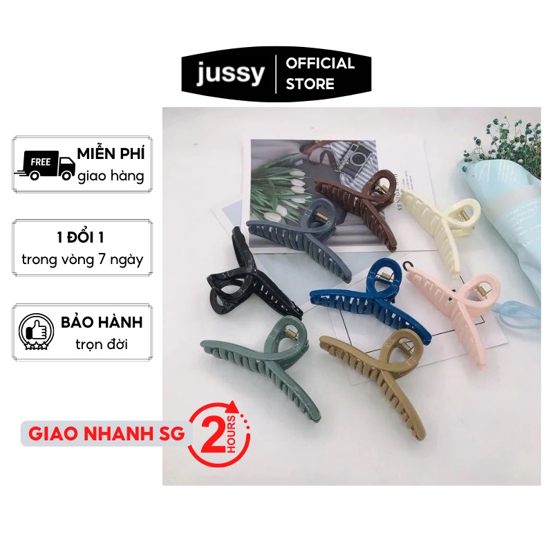 Kẹp Tóc Càng Cua Nhựa Loại Chéo Jussy Fashion Kiểu Kẹp Tóc Hàn Quốc Kích Thước 11cm Nhiều Màu Ngẫu Nhiên
