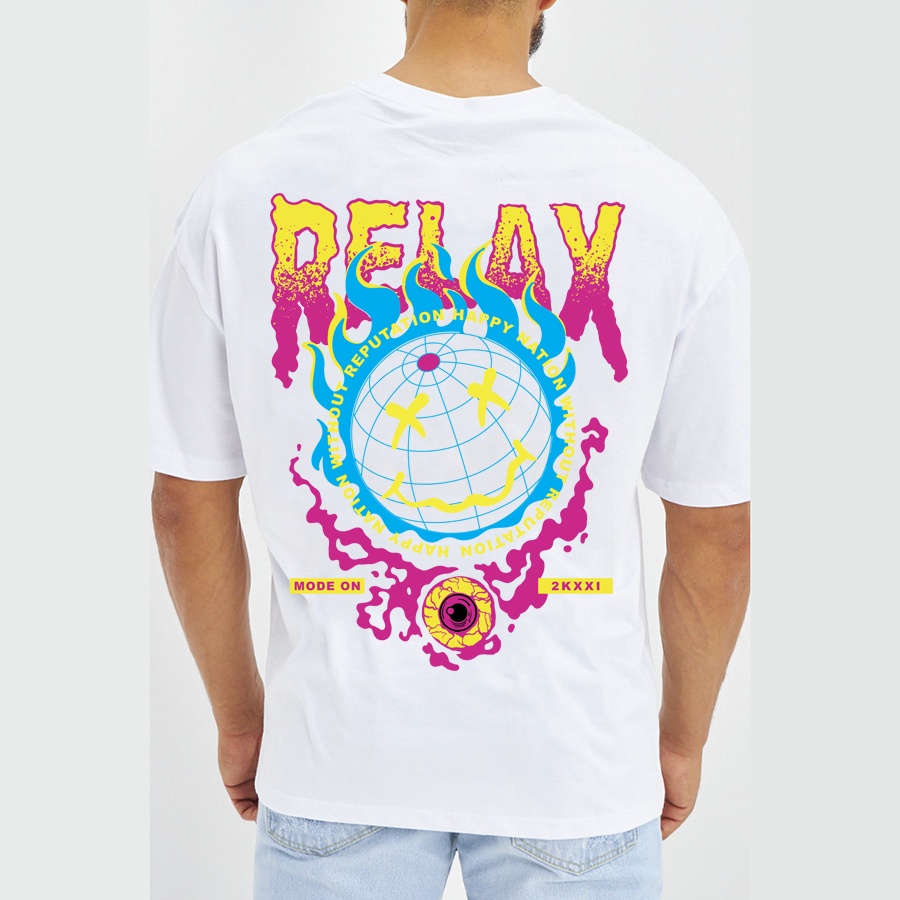 Áo thun Relax in chữ hiệu ứng, áo phông Unisex form rộng vải Cotton cá tính thoáng mát Local Brand Có Big Size