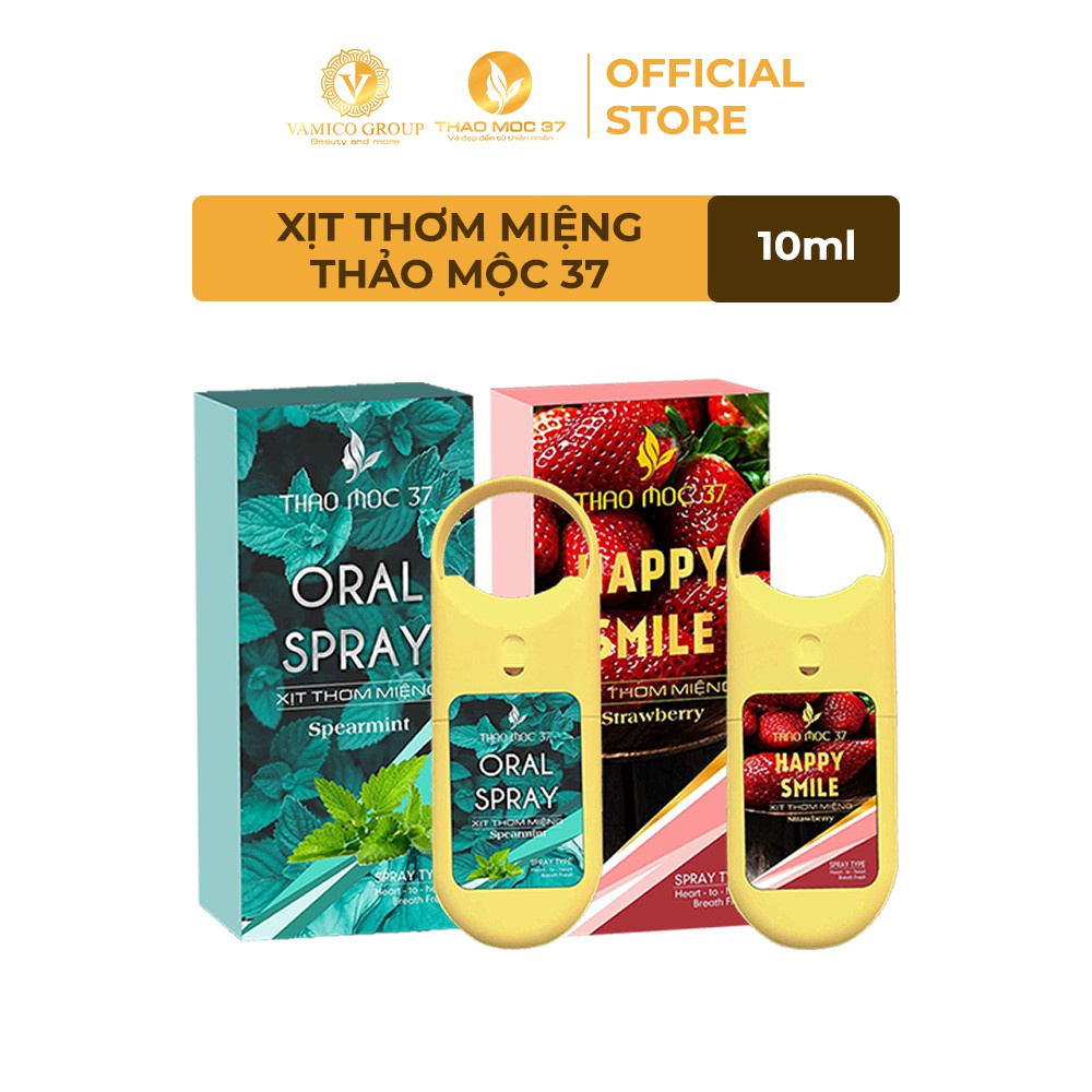 Loại Bỏ Hôi Miệng, Chăm Sóc Hơi Thở Với Xịt Thơm Miệng Thảo Mộc 37 Vị Bạc Hà The Mát, Vị Dâu Tây Ngọt Ngào