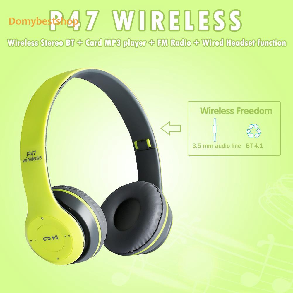 COD ☭P47 Wireless Useful Bluetooth Stereo Headphone Cool 3.5mm Audio Jack Handsfree Headset