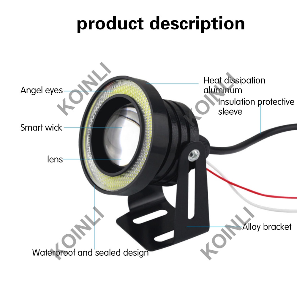 Đèn LED sương mù 4inch 3.5inch 3inch 2.5inch COB ánh sáng trắng/đỏ hình tròn 64MM 76MM 89MM DC12