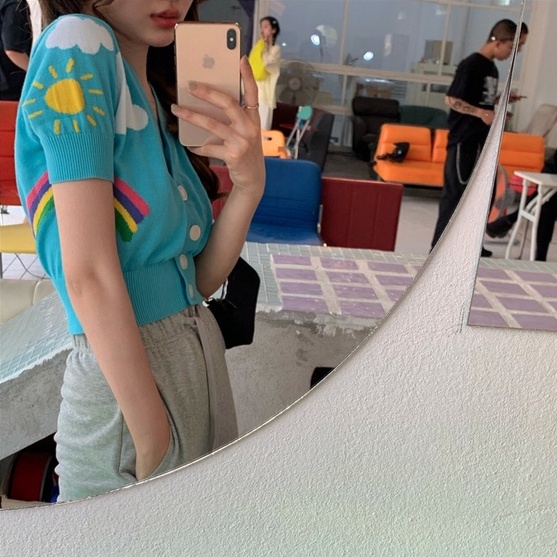 Áo croptop ZHELIHANGFEI tay ngắn cổ V thêu hoa thời trang mùa hè 2022 cho nữ