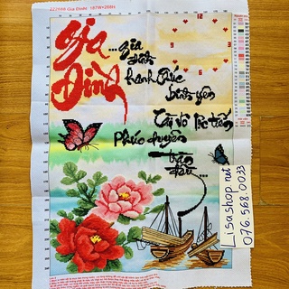 Tranh thêu chữ thập GIA ĐÌNH đã thêu 50x70cm thành phẩm 222688