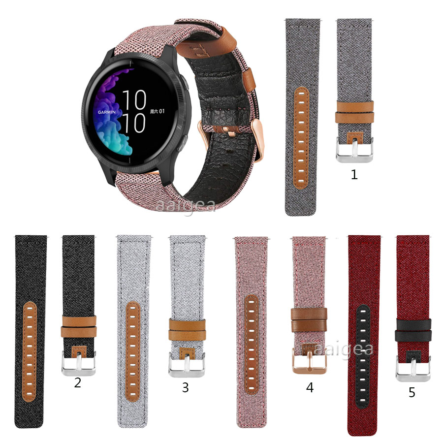 Dây Đeo Đồng Hồ Bằng Da Nylon 20mm Dành Cho Garmin Venu Sq / Vivoactive 3 / Forerunner 645 245 Music