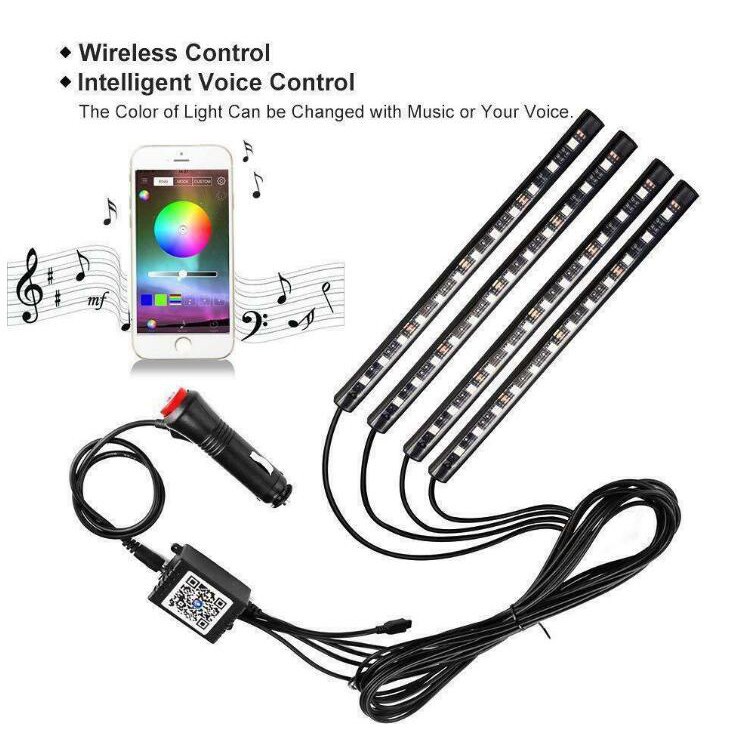 Đèn LED Kevanly Điều Khiển Từ Xa Giúp Trang Trí Nội Thất Xe Ô Tô