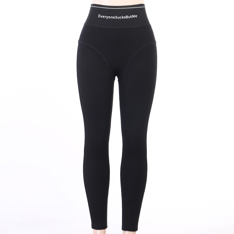 DUNEA Quần legging lưng cao in chữ cá tính cho nữ