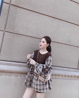 Áo len pha kẻ cực kute
