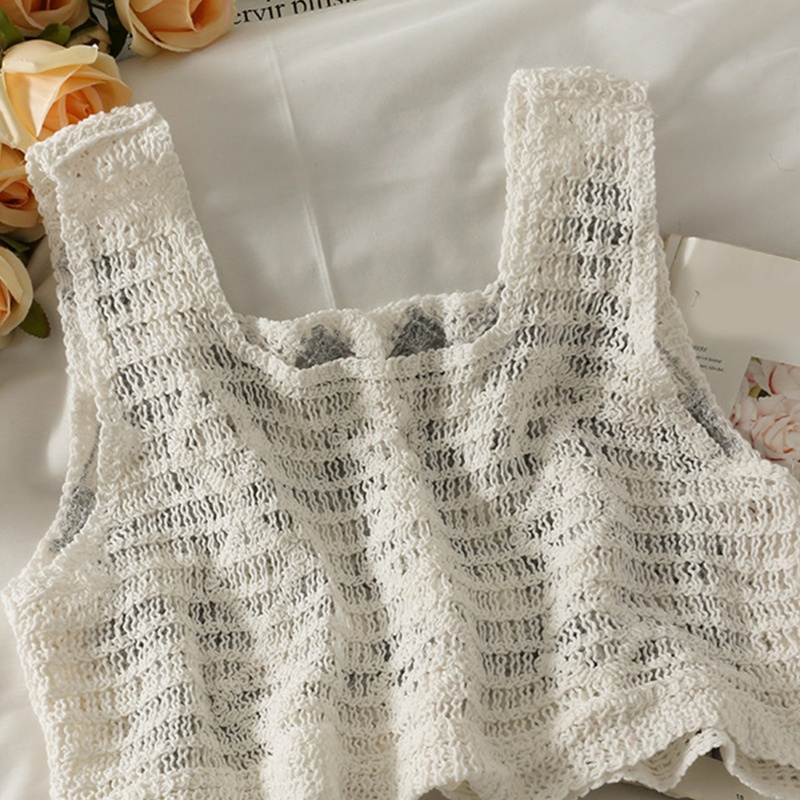 Áo Tank Top Dệt Kim Không Tay Dáng Rộng Thời Trang Cho Nữ
