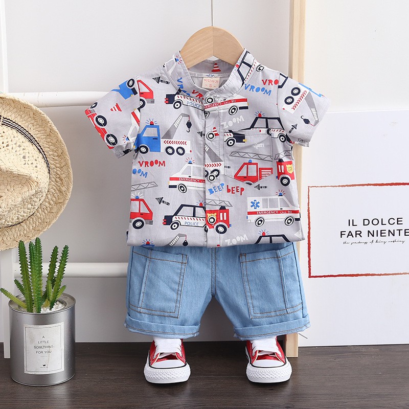 [XẢ KHO] BSN2⚡Size 80-110 (6-18kg)⚡bộ Áo sơ mi chất đẹp + Quần Jean cho bé⚡HÀNG QUẢNG CHÂU⚡