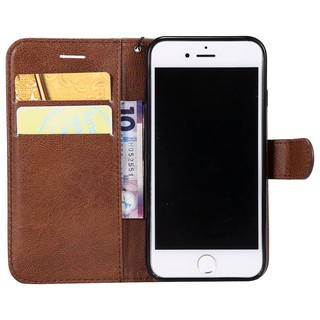For iphone 7/8 Plain Leather Flip Wallet Stand Phone Case Cover