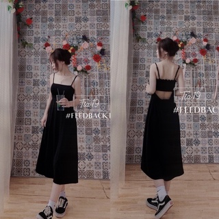 Váy hai dây đen cutout dáng dài Tia19 . Đầm 2 dây ulzzang