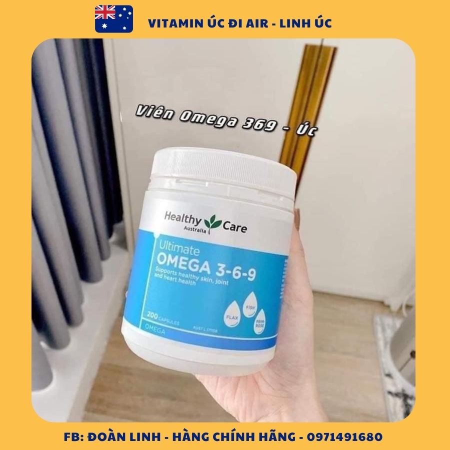 Viên Uống Omega 369 Healthy Care Úc 200 Viên, Hàng Chuẩn Úc,Cung cấp Omega EPA DHA