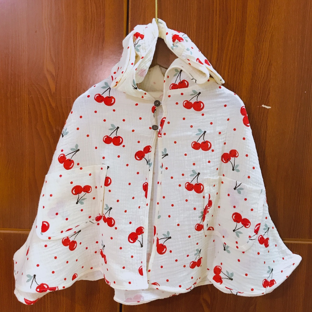 Áo choàng chống nắng cho bé - Áo choàng xô muslin cho bé kèm tấm chắn giọt bắn từ 0 - 5 tuổi