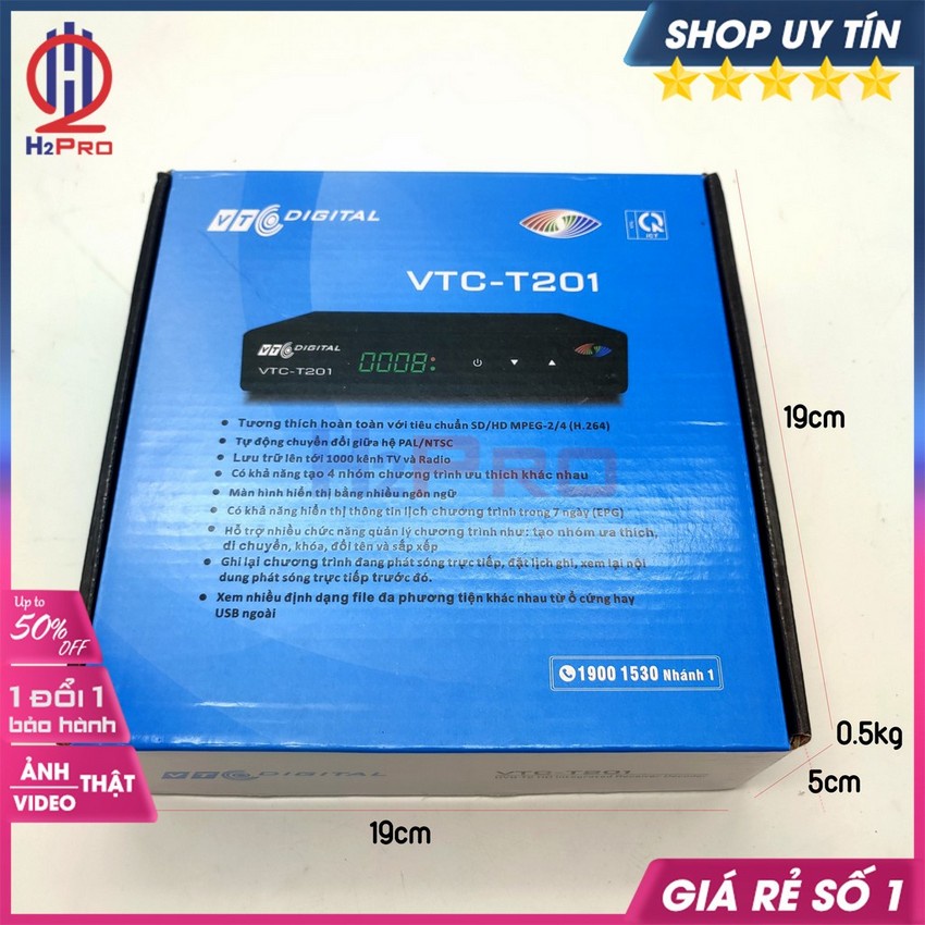 Đầu Thu Kỹ Thuật Số DVB T2 VTC-T201 Xem Truyền Hình Miễn Phí-Sắc Nét-Đa Kênh, Đầu Thu DVB T2 Cao Cấp-H2pro Audio
