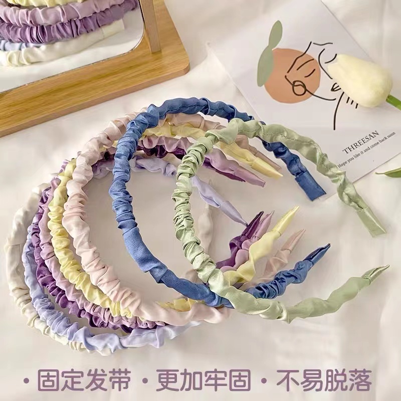 Băng Đô Cài Tóc Vải Voan satin Màu Kẹo Dễ Thương Dành Cho Bạn Gái