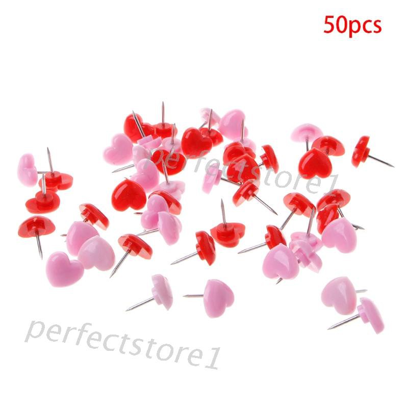 Bộ 50 ghim nhựa hình trái tim