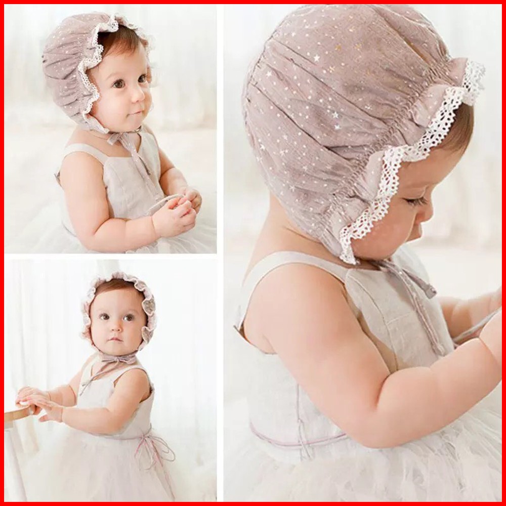 Nón Vải Bèo Cho Bé Gái Cột Dây Nơ Tiểu Thư