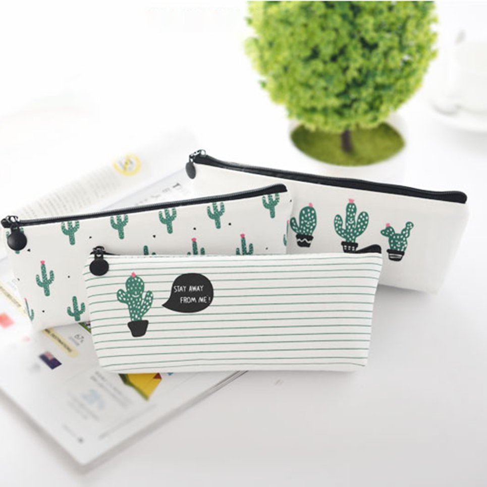 Túi đựng bút có khóa kéo hình cây xương rồng D8