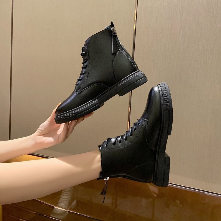 Giày bốt da PU cổ thấp thiết kế hợp thời trang cá tính cho nữ | BigBuy360 - bigbuy360.vn