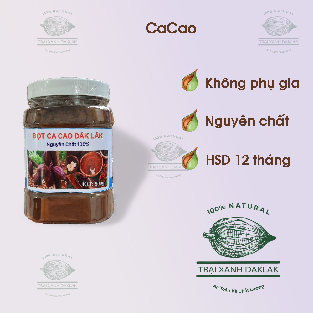 Bột CACAO Nguyên chất từ thiên nhiên không pha phụ gia Daklak Organic | Ca cao daklak 500 gram | VSATTP