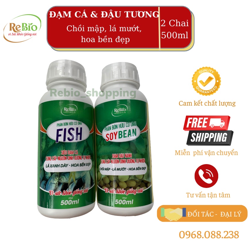 Combo 2sp đạm cá, đậu tương {𝐎𝐌𝐀 𝐅𝐈𝐒𝐇 + 𝐒𝐎𝐘𝐁𝐄𝐀𝐍 𝟓𝟎𝟎𝐦𝐥} Phân bón cung cấp dinh dưỡng tự nhiên cho hoa hồng, cây cảnh...