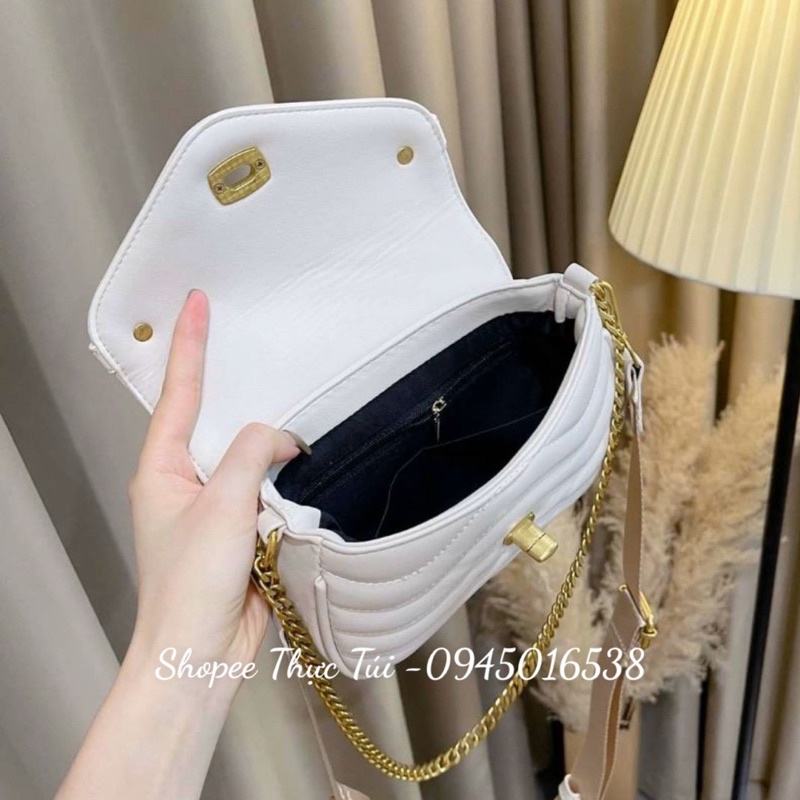 Túi xách nữ túi đeo chéo kẹp nách đẹp thời trang kèm phụ kiện vi  dây xích và  da cao cấp khóa xoay