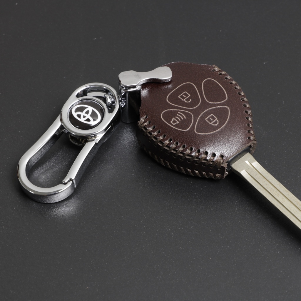 Bao da chìa khoá ô tô Camry, Altis, Fortuner, chìa thẳng, Da bò thật, Khâu thủ công