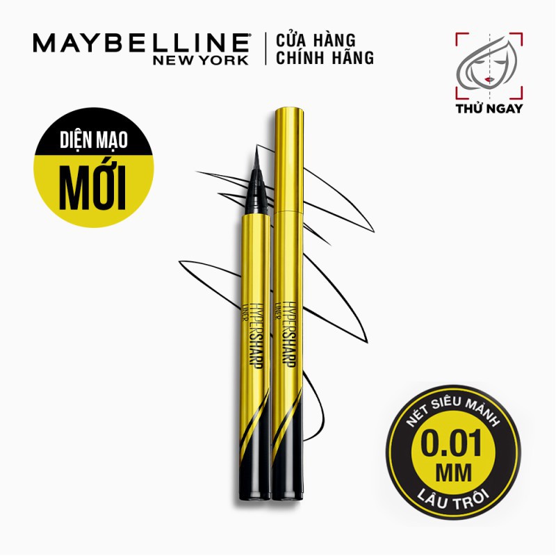 Bút kẻ mắt nước siêu sắc mảnh không lem, trôi Maybelline New York HyperSharp Đen 0.5g - Mỹ Chính Hãng