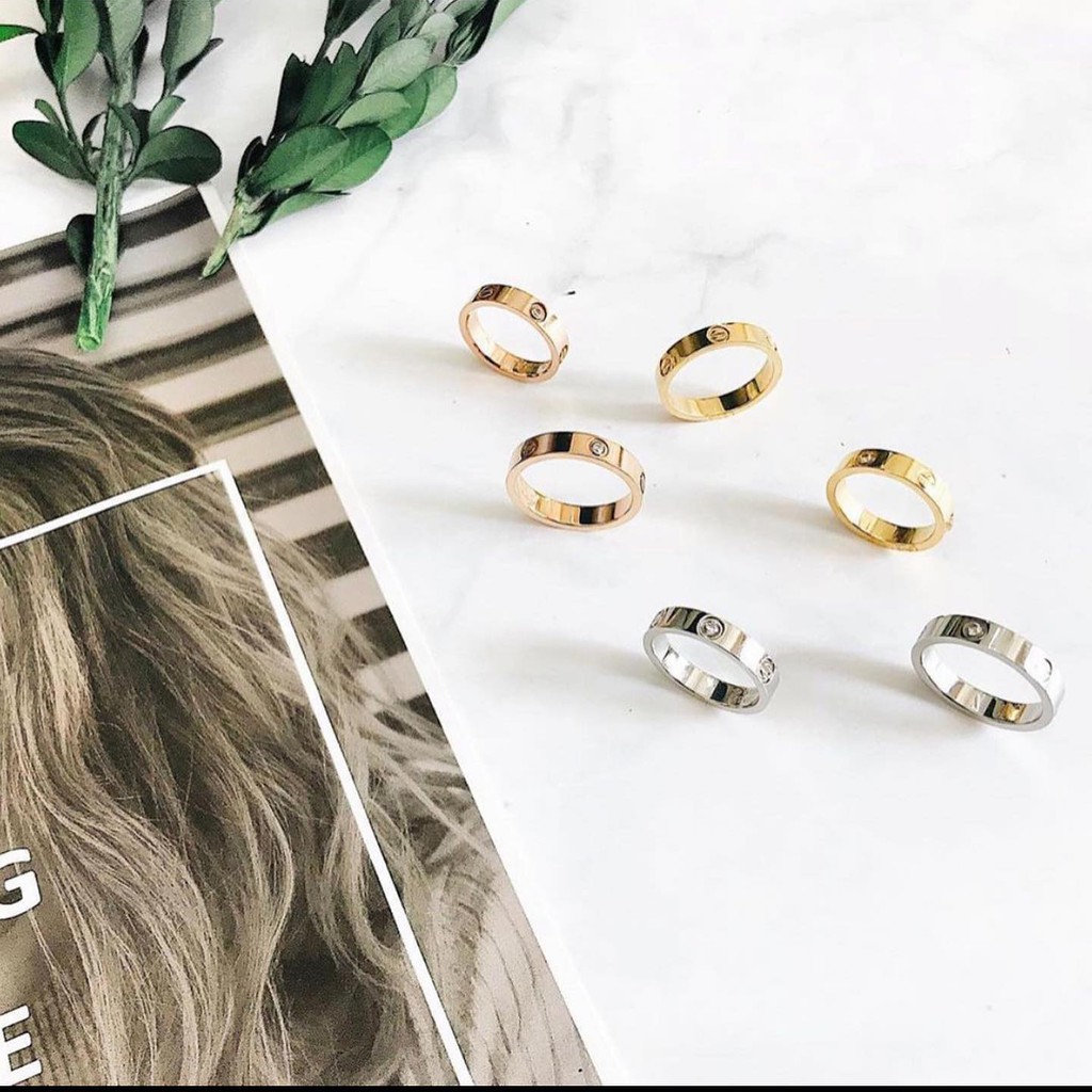 Nhẫn Thời Trang Nam-Nũ Titan Silver/Rose/Gold Hình Thật Tự Chụp Tại Cửa Hàng