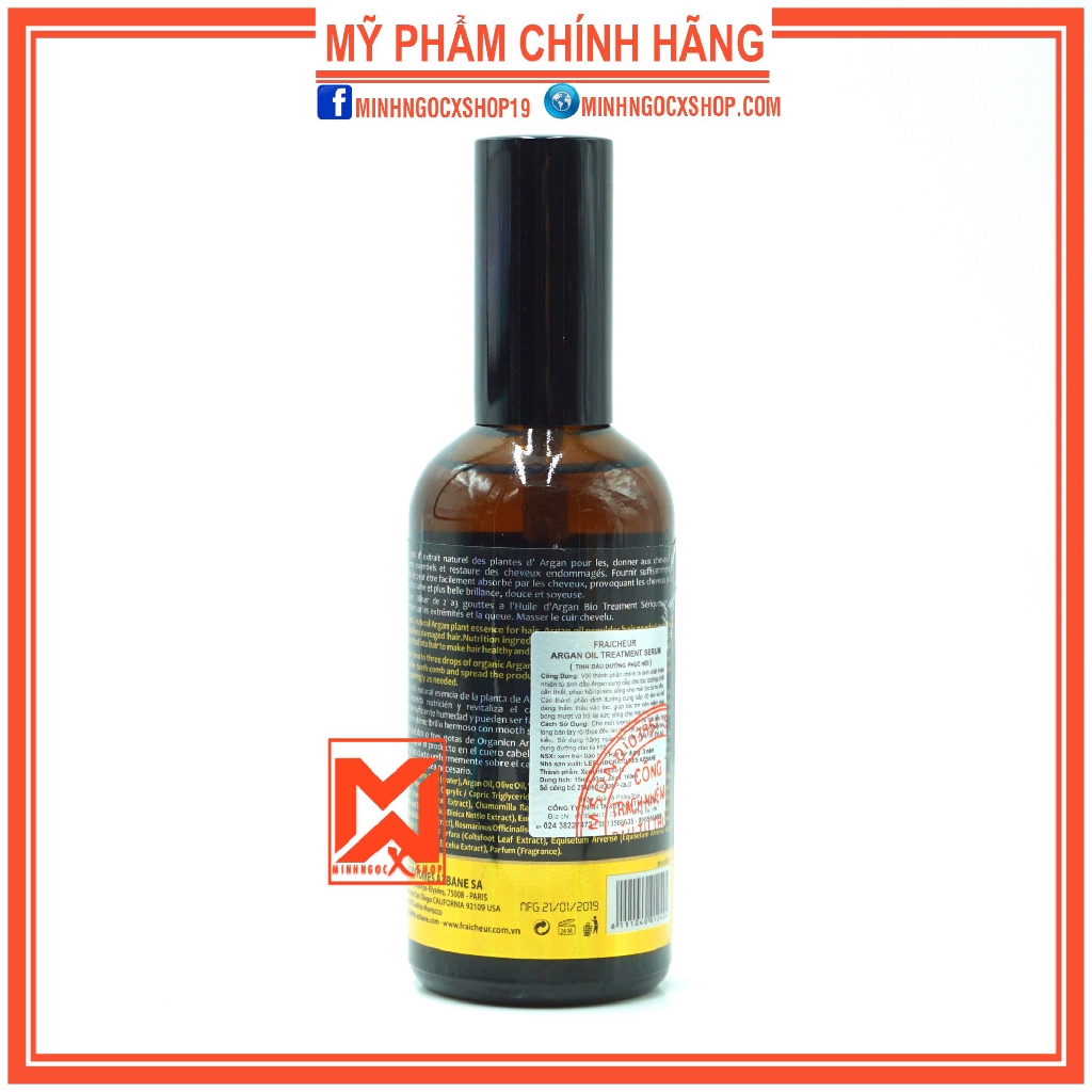 Tinh dầu dưỡng tóc phục hồi chuyên sâu FRAICHEUR ARGAN OIL TREATMENT SERUM 100ml
