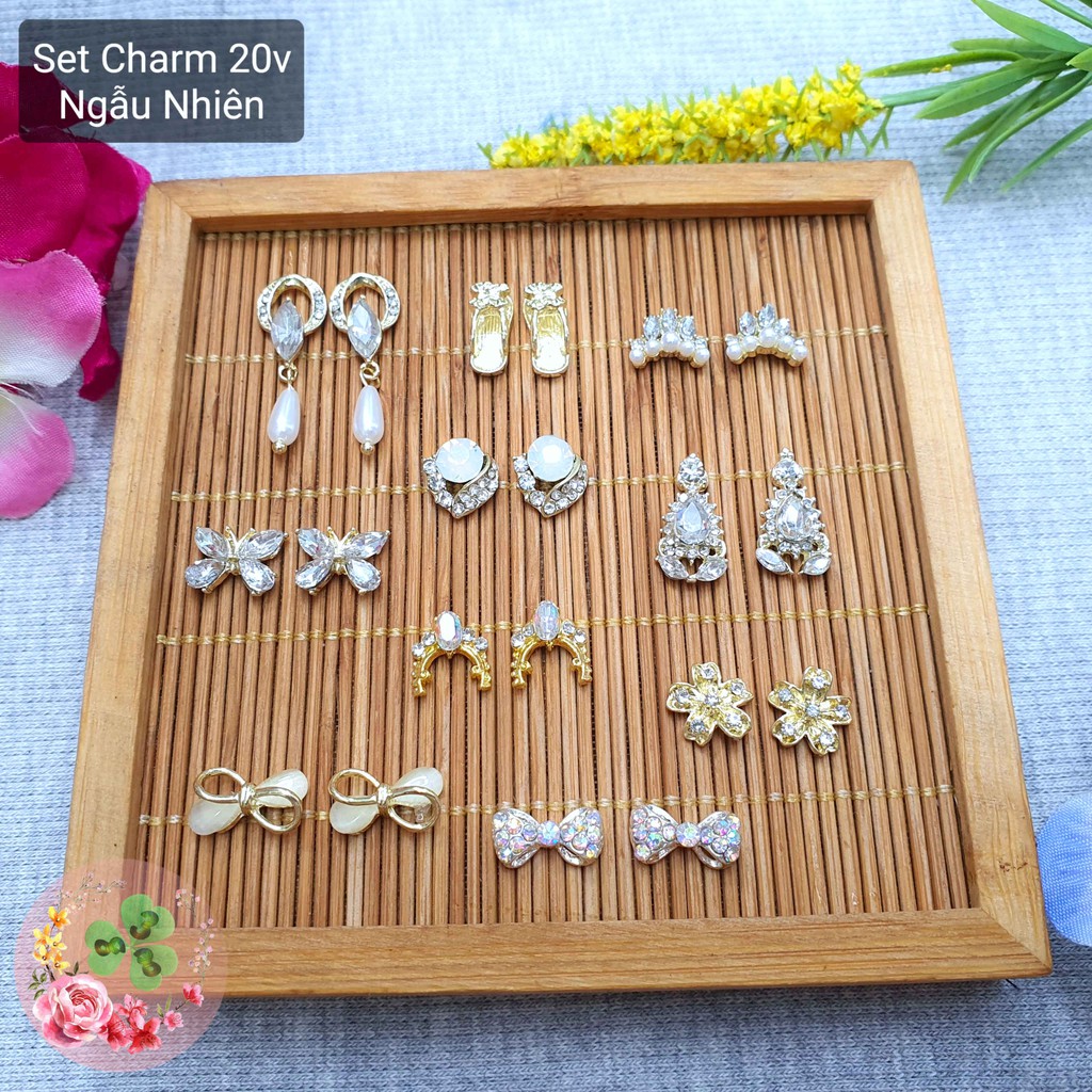 Set charm mix -  Số CR . Charm kim loại đính đá trang trí móng siêu xinh.