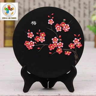 Tranh Đĩa Phong Thủy Tứ Quý Mai Cúc Trúc Lan