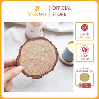 Đế gỗ trang trí nến thơm, hoạ tiết vân gỗ đẹp mắt, 2 size 6-7cm và 8-10cm yakoo candle