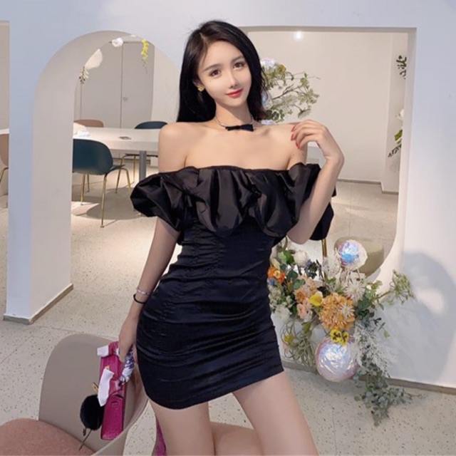 Đầm body đen trễ vai Thời Trang Quảng Châu Tuyết Hương HCM