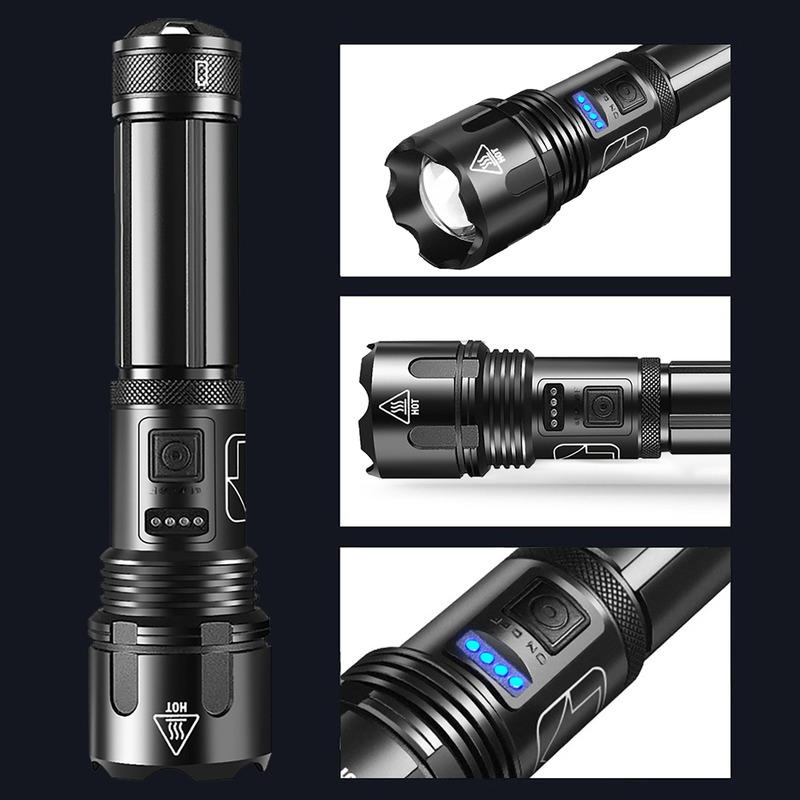 Đèn Pin Cầm Tay Xhp70 Led Sạc Usb Pin 18650 Chống Nước