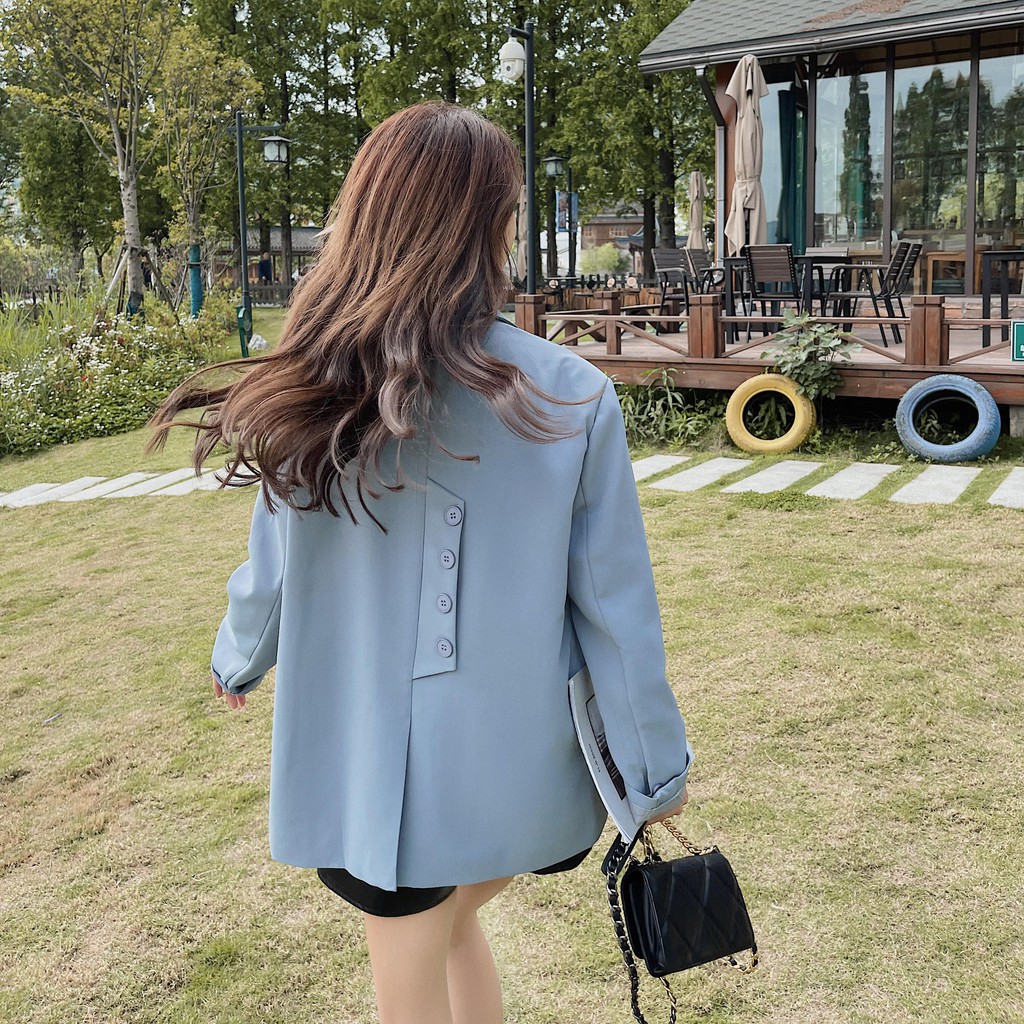 Sẵn M(Hàng Đẹp)Áo blazer lưng khuy kèm dây xích Hàn Quốc độc đáo-HC492.Ảnh thật 4 hình cuối