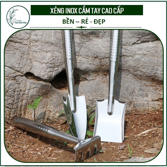 Bộ 3 Món Làm Vườn Inox (Thép trắng) Bền Đẹp Không Han Gỉ