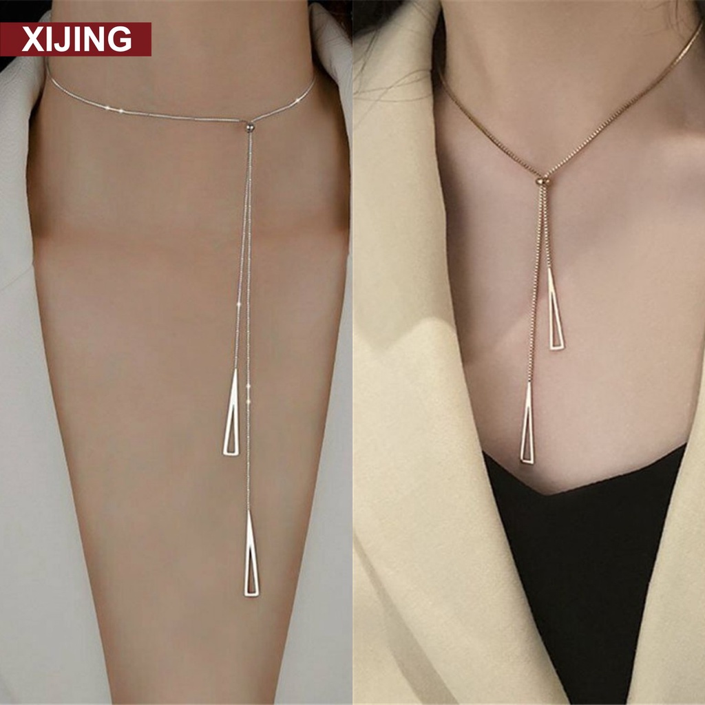 Dây chuyền chuỗi mặt tam giác đơn giản dành cho nữ